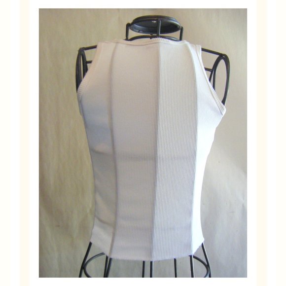 Basic White Ribbed Knit Tank Top Size Small - Picture 5 of 6